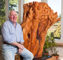 Barry Ross with Wood Sculpture